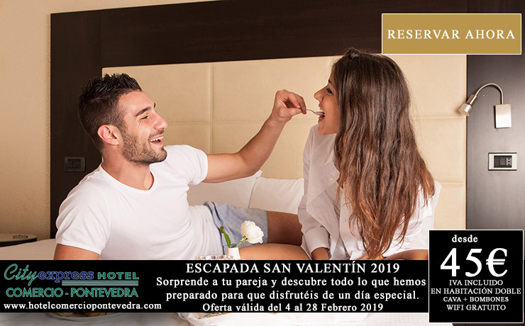 Escapada San Valentín 2019 en Pontevedra, del 4 al 28 de febrero de 2019, oferta hotel romántico en Pontevedra
